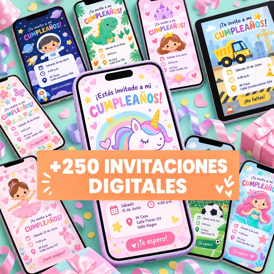 Mockup realista del bono 3 con invitaciones digitales en celular.